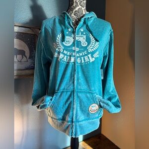 Farm Girl Teal Hoodie Sweatshirt